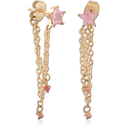 GOLD PVD 18K COATED SURGICAL STEEL GRADE 316L JEWELED EAR STUDS PAIR