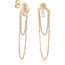 GOLD PVD 18K COATED SURGICAL STEEL GRADE 316L JEWELED EAR STUDS PAIR