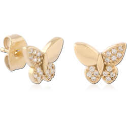 GOLD PVD 18K COATED SURGICAL STEEL GRADE 316L EAR STUDS PAIR