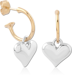 GOLD PVD 18K AND CHROME PVD COATED TWO TONE  SURGICAL STEEL GRADE 316L EAR STUDS PAIR