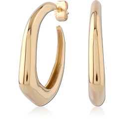 GOLD PVD 18K COATED SURGICAL STEEL GRADE 316L STUD EARRINGS CHUNKY OVAL HOOP