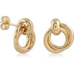 GOLD PVD 18K COATED SURGICAL STEEL GRADE 316L STUD EARRINGS INTERLOCKING RINGS