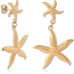 GOLD PVD 18K COATED SURGICAL STEEL GRADE 316L STUD EARRINGS WITH STARFISH CHARM