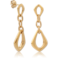 GOLD PVD 18K COATED SURGICAL STEEL GRADE 316L STUD EARRINGS GEOMETRIC TEARDROP DANGLE