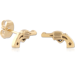 GOLD PVD 18K COATED  SURGICAL STEEL GRADE 316L EAR STUDS PAIR