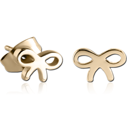 GOLD PVD 18K COATED SURGICAL STEEL GRADE 316L EAR STUDS PAIR - BOW