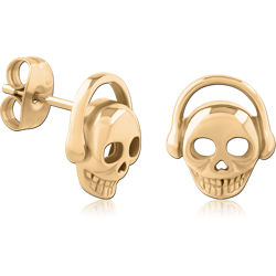 GOLD PVD 18K COATED SURGICAL STEEL GRADE 316L EAR STUDS PAIR