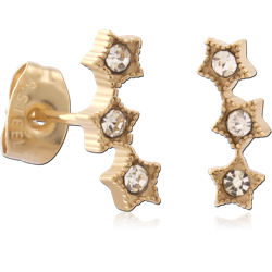 GOLD PVD 18K COATED  SURGICAL STEEL GRADE 316L EAR STUDS PAIR