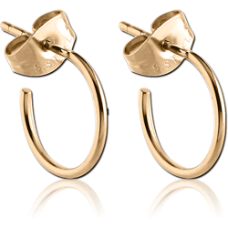 GOLD PVD 18KCOATED SURGICAL STEEL GRADE 316L EAR STUDS PAIR - HOOP