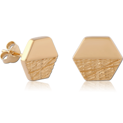 STERLING 925 SILVER GOLD PLATED 18K EAR STUDS PAIR