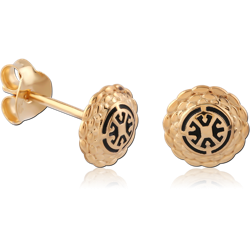STERLING SILVER 925 18 KARAT GOLD YELLOW PLATED EAR STUDS PAIR