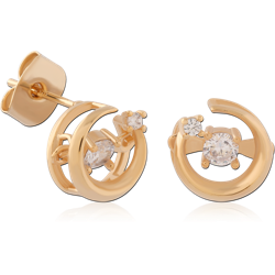 STERLING 925 SILVER ROSE GOLD PLATED JEWELED EAR STUDS PAIR SPECIAL NEW DESIGN