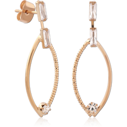 STERLING 925 SILVER GOLD PLATED 18K JEWELED EAR STUDS PAIR