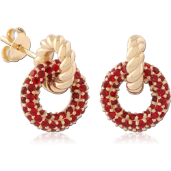 STERLING 925 SILVER GOLD PLATED 18K JEWELED EAR STUDS PAIR