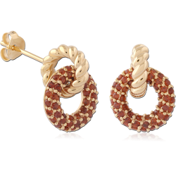 STERLING 925 SILVER GOLD PLATED 18K JEWELED EAR STUDS PAIR