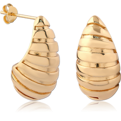 STERLING 925 SILVER GOLD PLATED 18K  EAR STUDS PAIR SPECIAL NEW DESIGN