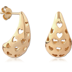 STERLING 925 SILVER GOLD PLATED 18K  EAR STUDS PAIR SPECIAL NEW DESIGN