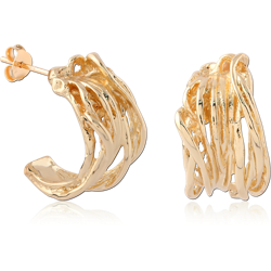 STERLING 925 SILVER GOLD PLATED 18K  EAR STUDS PAIR SPECIAL NEW DESIGN