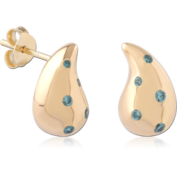 STERLING SILVER 925 18 KARAT GOLD YELLOW PLATED EAR STUDS PAIR