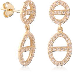 STERLING SILVER 925 18 KARAT GOLD YELLOW PLATED EAR STUDS PAIR