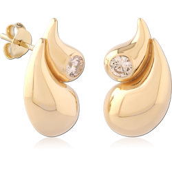 STERLING SILVER 925 18 KARAT GOLD YELLOW PLATED EAR STUDS PAIR