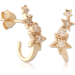 STERLING SILVER 925 18 KARAT GOLD YELLOW PLATED EAR STUDS PAIR