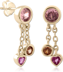 STERLING 925 SILVER GOLD PLATED 18K JEWELED EAR STUDS PAIR