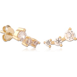 STERLING 925 SILVER GOLD PLATED 18K EAR STUDS PAIR SPECIAL NEW DESIGN