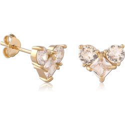 STERLING 925 SILVER GOLD PLATED 18K EAR STUDS PAIR SPECIAL NEW DESIGN