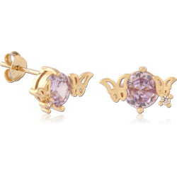STERLING 925 SILVER GOLD PLATED 18K EAR STUDS PAIR SPECIAL NEW DESIGN