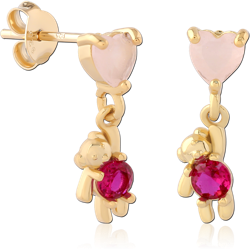 STERLING 925 SILVER GOLD PLATED 18K EAR STUDS PAIR SPECIAL NEW DESIGN