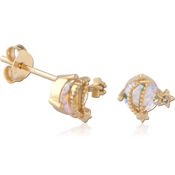 STERLING 925 SILVER GOLD PLATED 18K EAR STUDS PAIR SPECIAL NEW DESIGN