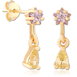 STERLING 925 SILVER GOLD PLATED 18K EAR STUDS PAIR SPECIAL NEW DESIGN