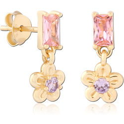 STERLING 925 SILVER GOLD PLATED 18K EAR STUDS PAIR SPECIAL NEW DESIGN