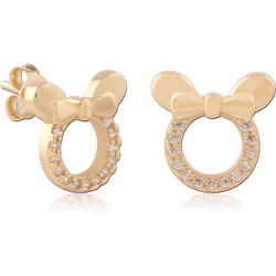 STERLING 925 SILVER GOLD PLATED 18K EAR STUDS PAIR SPECIAL NEW DESIGN