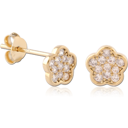 STERLING 925 SILVER GOLD PLATED 18K EAR STUDS PAIR SPECIAL NEW DESIGN