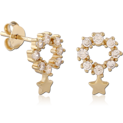 STERLING SILVER 925 18 KARAT GOLD YELLOW PLATED EAR STUDS PAIR