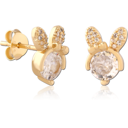 STERLING SILVER 925 18 KARAT GOLD YELLOW PLATED EAR STUDS PAIR