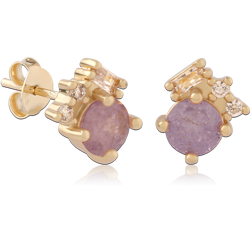 STERLING 925 SILVER GOLD PLATED 18K EAR STUDS PAIR