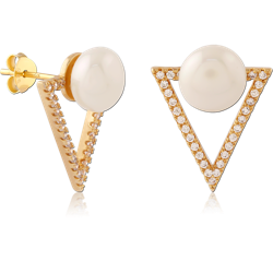 STERLING SILVER 925 18 KARAT GOLD YELLOW PLATED EAR STUDS PAIR