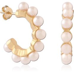 STERLING 925 SILVER GOLD PLATED 18K JEWELED EAR STUDS PAIR