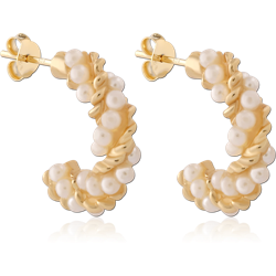 STERLING 925 SILVER GOLD PLATED 18K JEWELED EAR STUDS PAIR