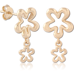 STERLING 925 SILVER GOLD PLATED 18K EAR STUDS PAIR