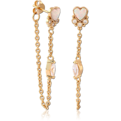 STERLING 925 SILVER GOLD PLATED 18K JEWELED EAR STUDS PAIR