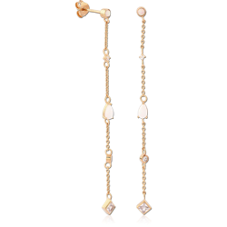 STERLING 925 SILVER GOLD PLATED 18K JEWELED EAR STUDS PAIR