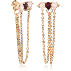 STERLING 925 SILVER GOLD 18K PLATED EAR STUDS PAIR