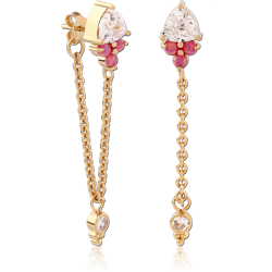 STERLING 925 SILVER GOLD 18K PLATED EAR STUDS PAIR