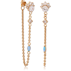 STERLING 925 SILVER GOLD 18K PLATED EAR STUDS PAIR