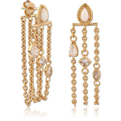 STERLING 925 SILVER GOLD 18K PLATED EAR STUDS PAIR