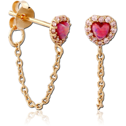 STERLING 925 SILVER GOLD PLATED 18K JEWELED EAR STUDS PAIR